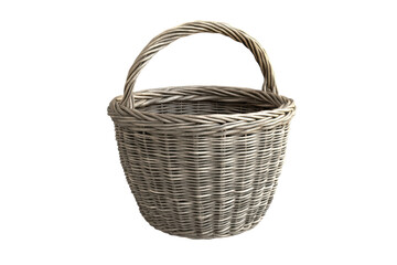Obraz premium Wicker basket with handle isolated on a white background. PNG transparent.