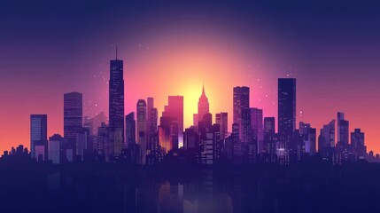 Fototapeta premium City Skyline at Dusk