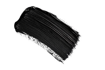 Bold black paint brush stroke isolated on a white background.  PNG transparent.