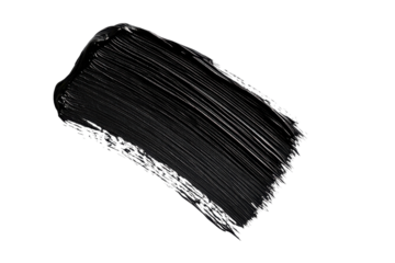 Bold black paint brush stroke isolated on a white background.  PNG transparent.
