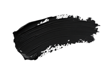 Bold black paint brush stroke isolated on a white background.  PNG transparent.