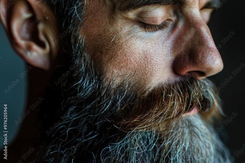 Fototapete a close-up shot of a man with a beard, ideal for use in portraits or editorial content