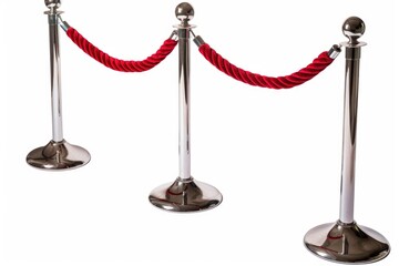 A single red rope wrapped around a silver pole, suitable for use in various scenes and scenarios