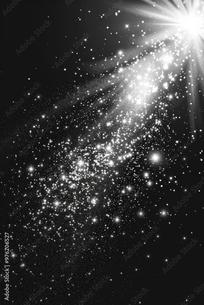 Poster A dramatic black and white image of a starburst, ideal for use in editorial or design projects where a bold, attention-grabbing visual is needed
