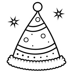 Christmas Party Hat with Pom-Pom, Stars and Bells Decorations