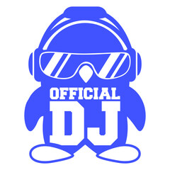 Official DJ Penguin Text Saying Animal Funny Listening Headphone Sunglasses Music Listen Loud Bass Sound Party Night Clubber Raver Disco Club Band Concert Techno Discothek Cool Love Humor Fun Design