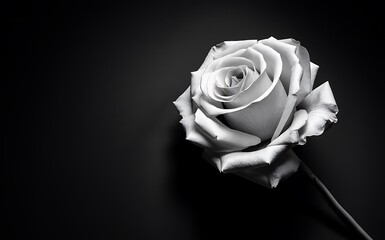 Generative-AI, Close-Up of Rose Petals in Black and White Showing the Delicate Textures and Folds