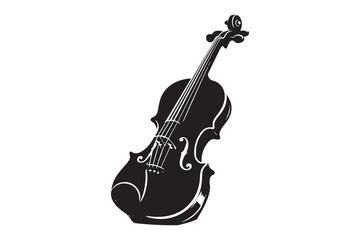 violin silhouette, vector and illustration