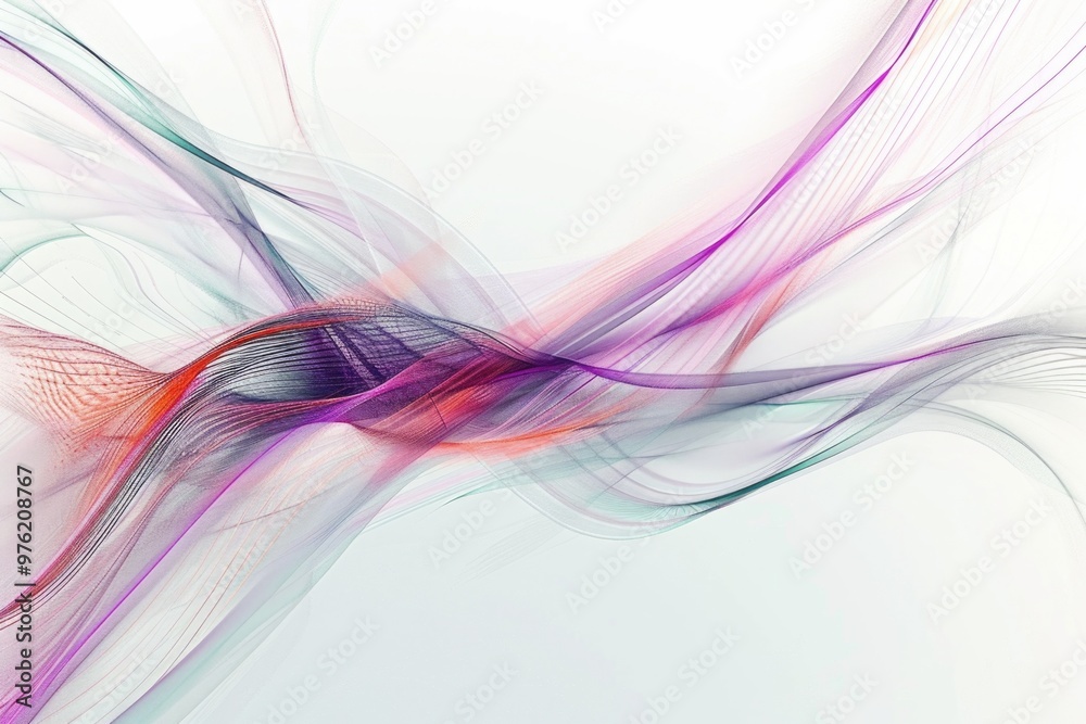 Poster a wave of colorful lines on a digital screen