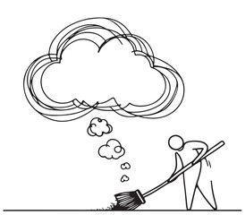 Cleaning logo. Broom with a pile of dust