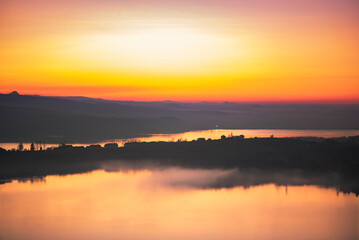 sunset over the river