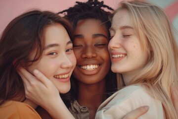 Fototapeta premium A group of young women standing together, possibly at an event or celebration