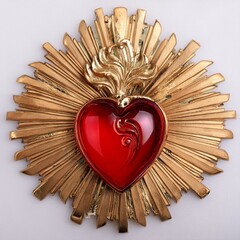 Bijou Ex-Voto Coeur Rouge et Or