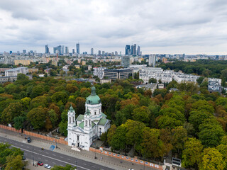 Warszawa, panorama miasta z lotu ptaka. Widok z okolic cmentarza Powązkowskiego © hunter76