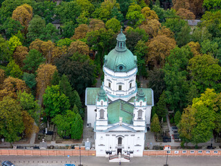 Warszawa, panorama miasta z lotu ptaka. Widok z okolic cmentarza Powązkowskiego © hunter76