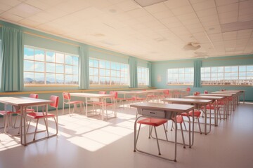 Fototapeta premium a classroom with tables and chairs in it