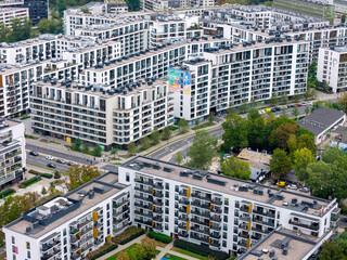 Nowoczesna zabudowa mieszkaniowa, architektura, deweloper. Warszawa