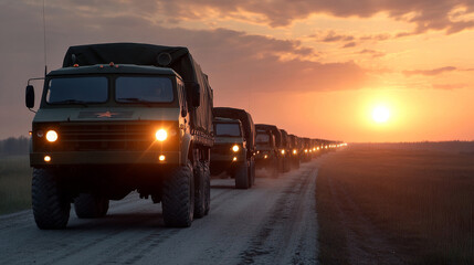 Military Convoy Crossing European Border