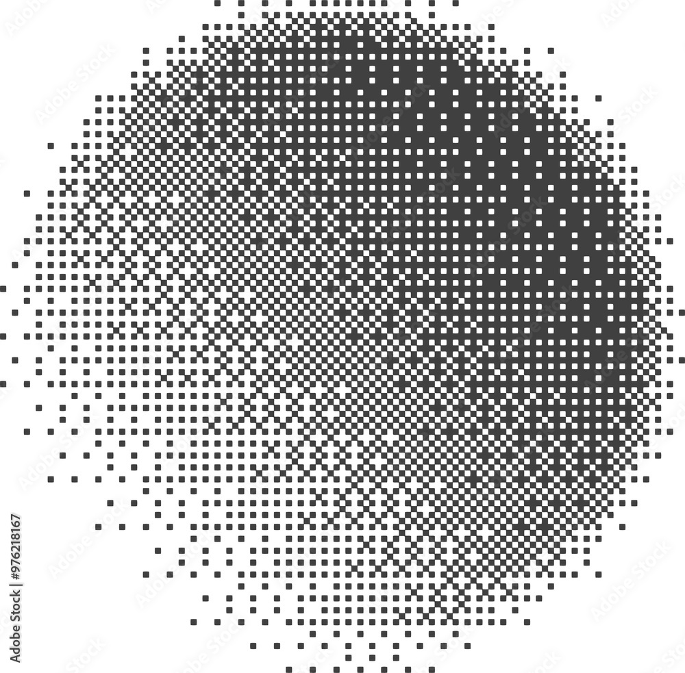 Poster bitmap pixel arcade game effect. circle with bit pattern texture. round y2k halftone element. aesthe