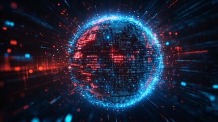 Obraz premium Exploring abstract digital data visuals, showcasing network capabilities, technology processes, and modern educational paradigms