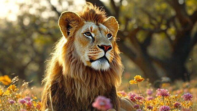 a lion in the jungle footage