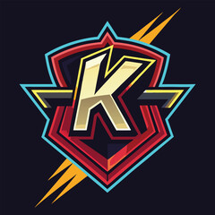 K gaming logo, K esport logo, K mascot logo