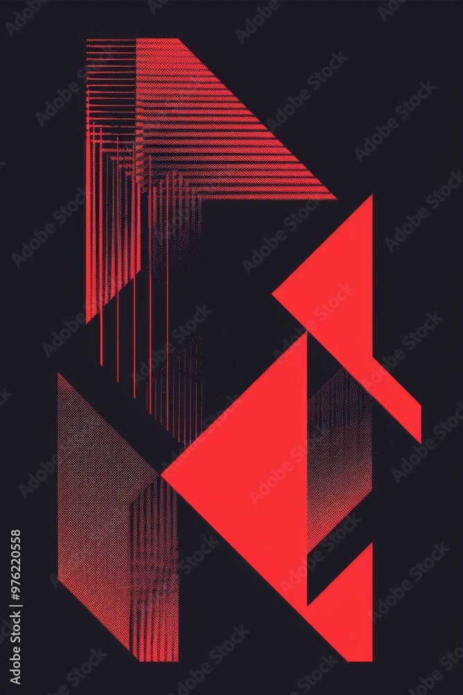 Poster a striking poster featuring a bold black and red design with a pointing arrow