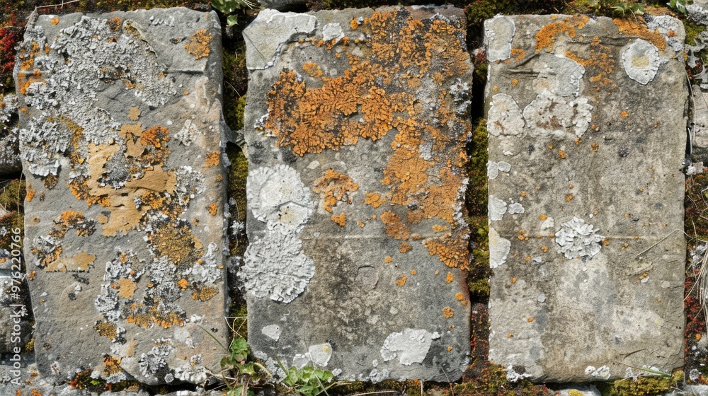 Poster a close-up shot of a brick covered in moss, suitable for use in architectural or nature-inspired des