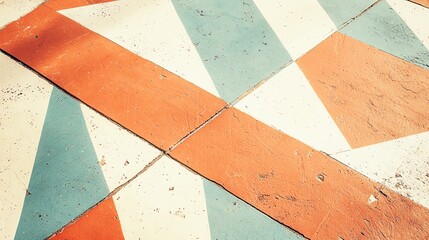 Obraz premium Colorful geometric patterns on a textured surface, creating a vibrant and artistic visual appeal for creative projects.