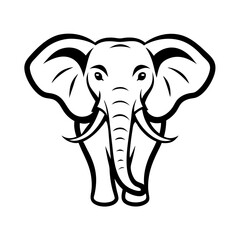 Fototapeta premium Elephant Face Vector Illustration in Black and White