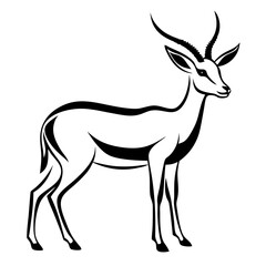Fototapeta premium Antelope Gazelle Vector Illustration in Black and White