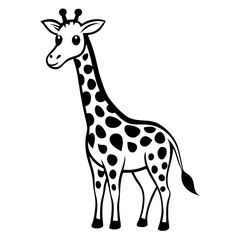 Obraz premium Giraffe Standing Vector Illustration in Black and White