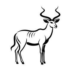 Obraz premium Kudu Antelope Vector Illustration in Black and White