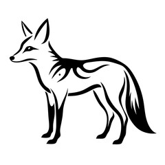 Stylized African Fox Vector Illustration in Black and White