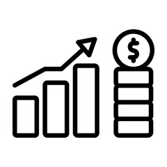 Income Chart Vector Line Icon Design