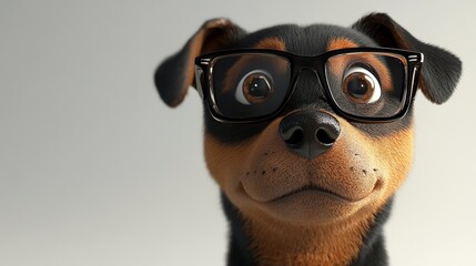 Fototapeta premium A cute dog wearing glasses.