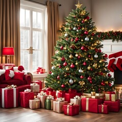 Christmas Tree And Gifts In The Room