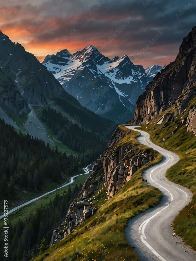 Canvas Prints Unique road through high mountains.