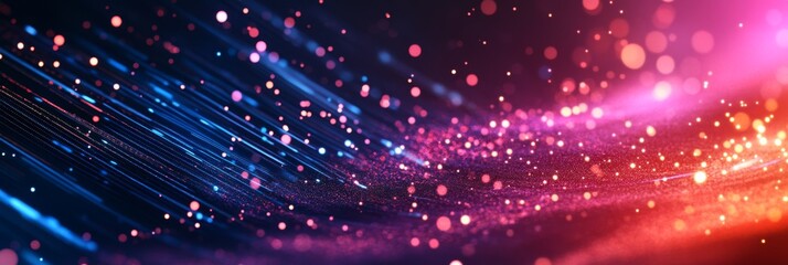 Fototapeta premium A dynamic digital background with flowing lines and sparkling lights, ideal for technology projects, AI, data analysis, and audio graphics, reflecting creativity and modern design for various media
