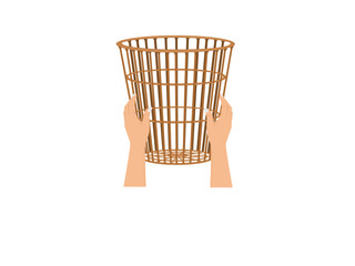 Plastic basket on white background.