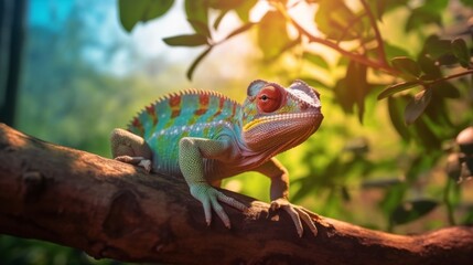 Fototapeta premium Wildlife scene featuring an Agamidae reptile with intricate patterns