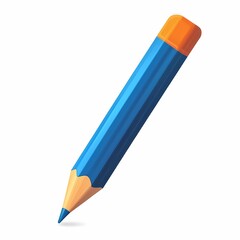 Colorful blue pencil with an orange tip on a clean background.
