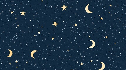 Naklejka premium A night sky pattern with stars and moons.