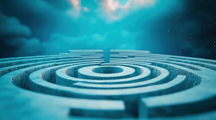 Fototapeta premium A labyrinth with a single exit leading to a swirling vortex, representing a strategy that navigates through complex concepts.