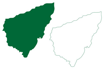Kamjong district (Manipur State, Republic of India) map vector illustration, scribble sketch Kamjong map