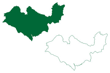 Kangra district (Himachal Pradesh State, Republic of India) map vector illustration, scribble sketch Kangra map