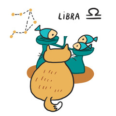 Cat zodiac sign libra illustration.