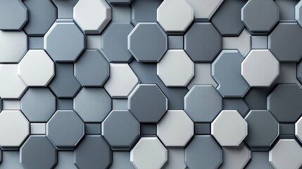 Abstract geometric background with octagon shapes in grey and white.