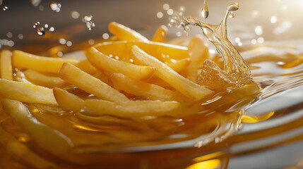 French Fries Floating in Cooking Oil