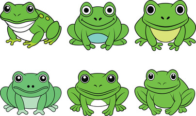 Frog Vector Illustration - Cartoon, Clipart, and Line Art Design for Digital Prints